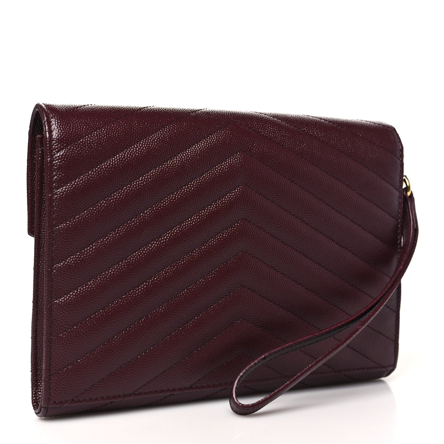 Grain De Poudre Matelasse Chevron Monogram Envelope Clutch Rouge Legion