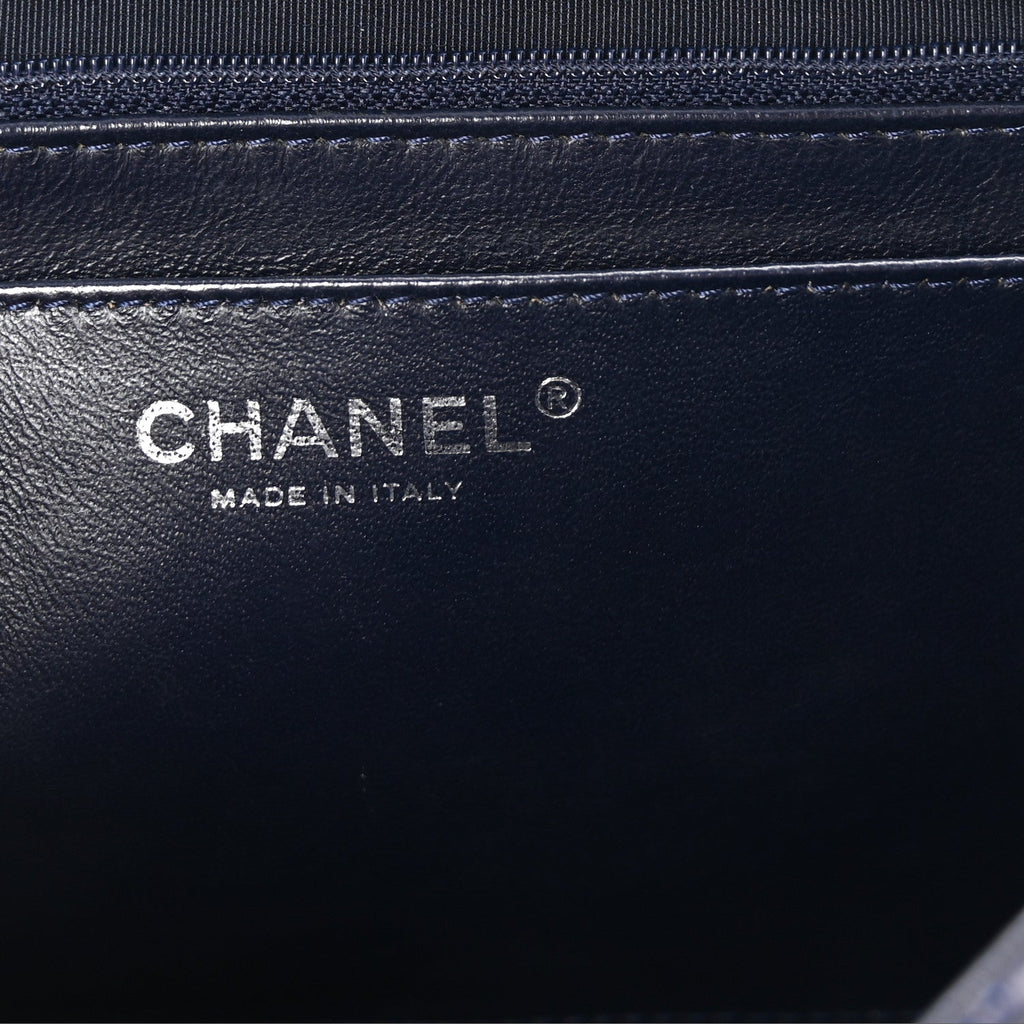 Lambskin Quilted Jumbo Single Flap Navy