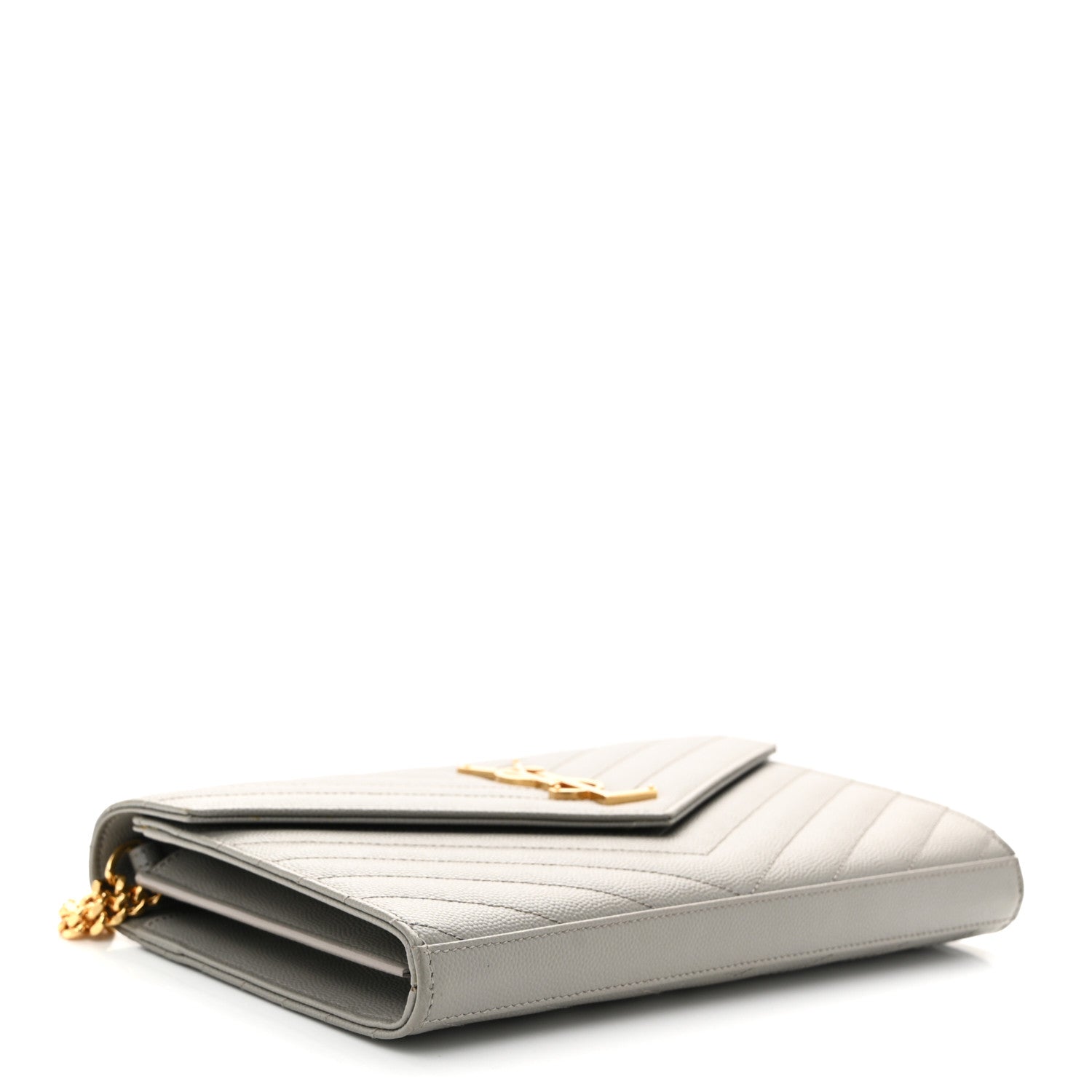 Grain De Poudre Matelasse Chevron Monogram Chain Wallet Fog