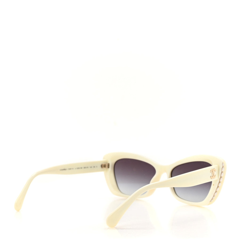 Acetate Pearl Cat Eye CC Sunglasses 5481-H-A White
