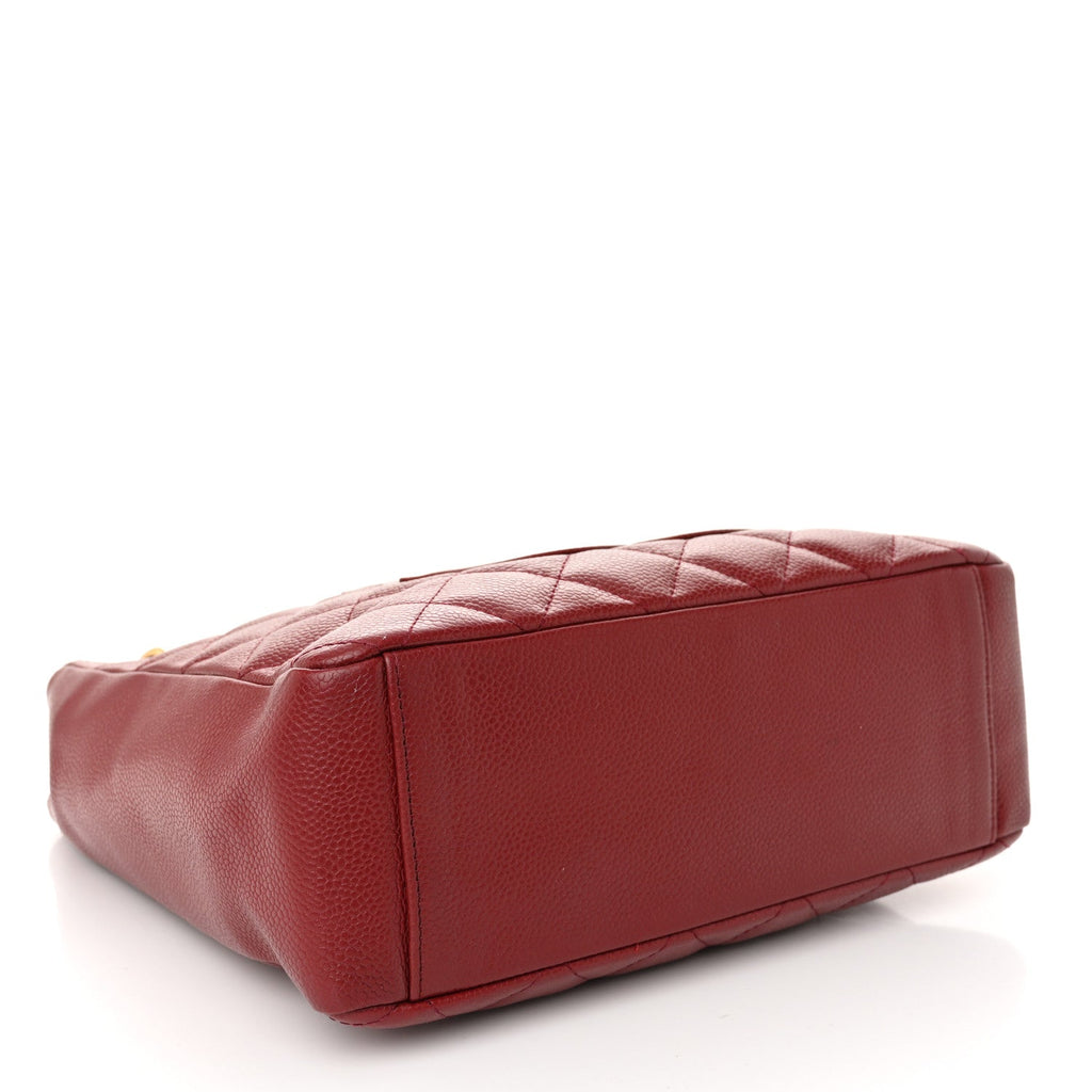 Caviar Quilted Petit Shopping Tote PST Red