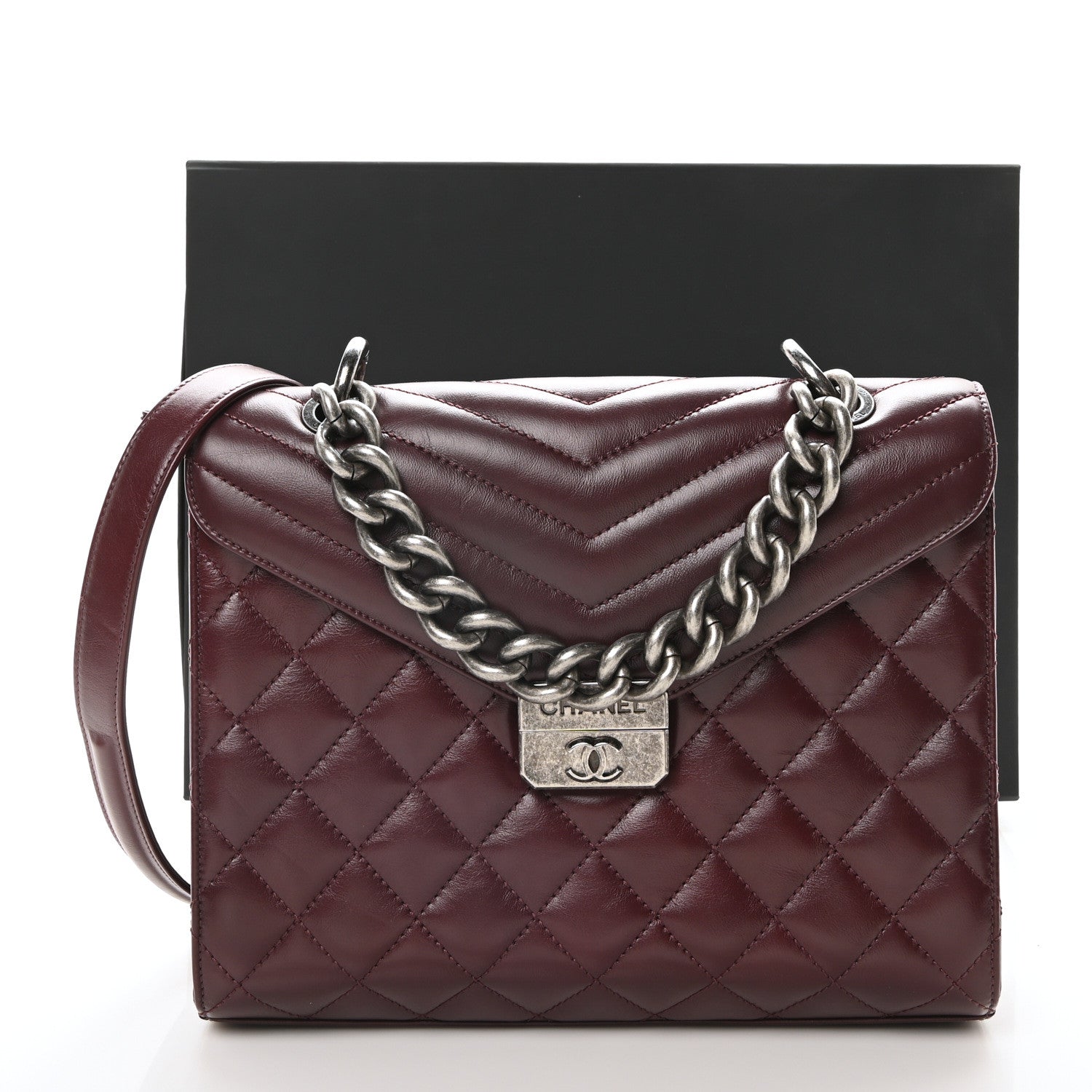 Calfskin Quilted Large Mad About Quilting Flap Burgundy