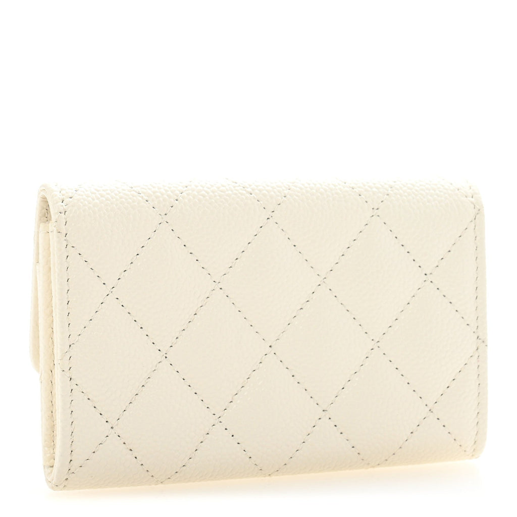 Caviar Quilted Multi Chain CC Flap  Holder White