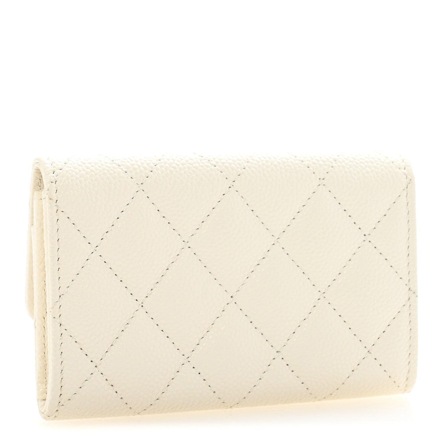 Caviar Quilted Multi Chain CC Flap  Holder White