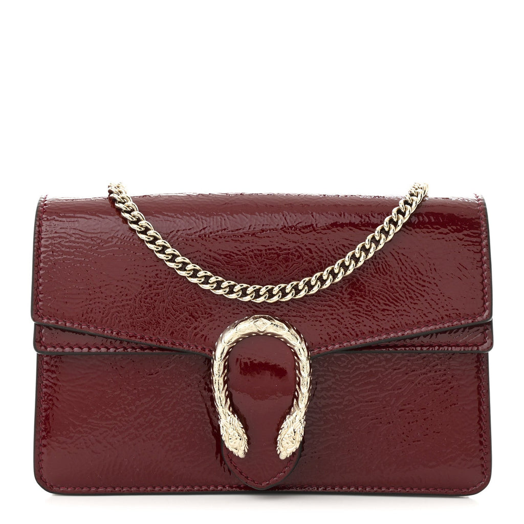 Crinkled Patent Mini Dionysus Shoulder Bag Rosso Ancora Red