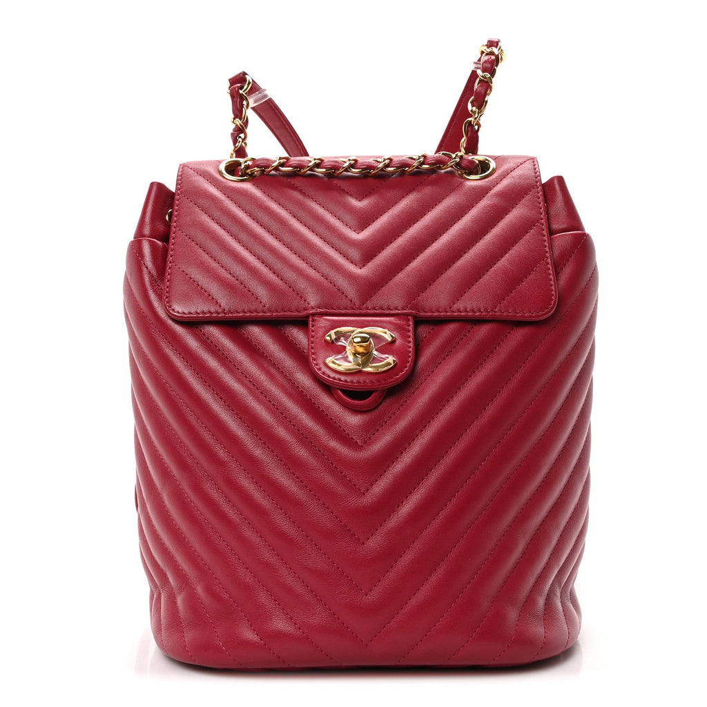 Lambskin Chevron Quilted Small Urban Spirit Backpack Dark Pink