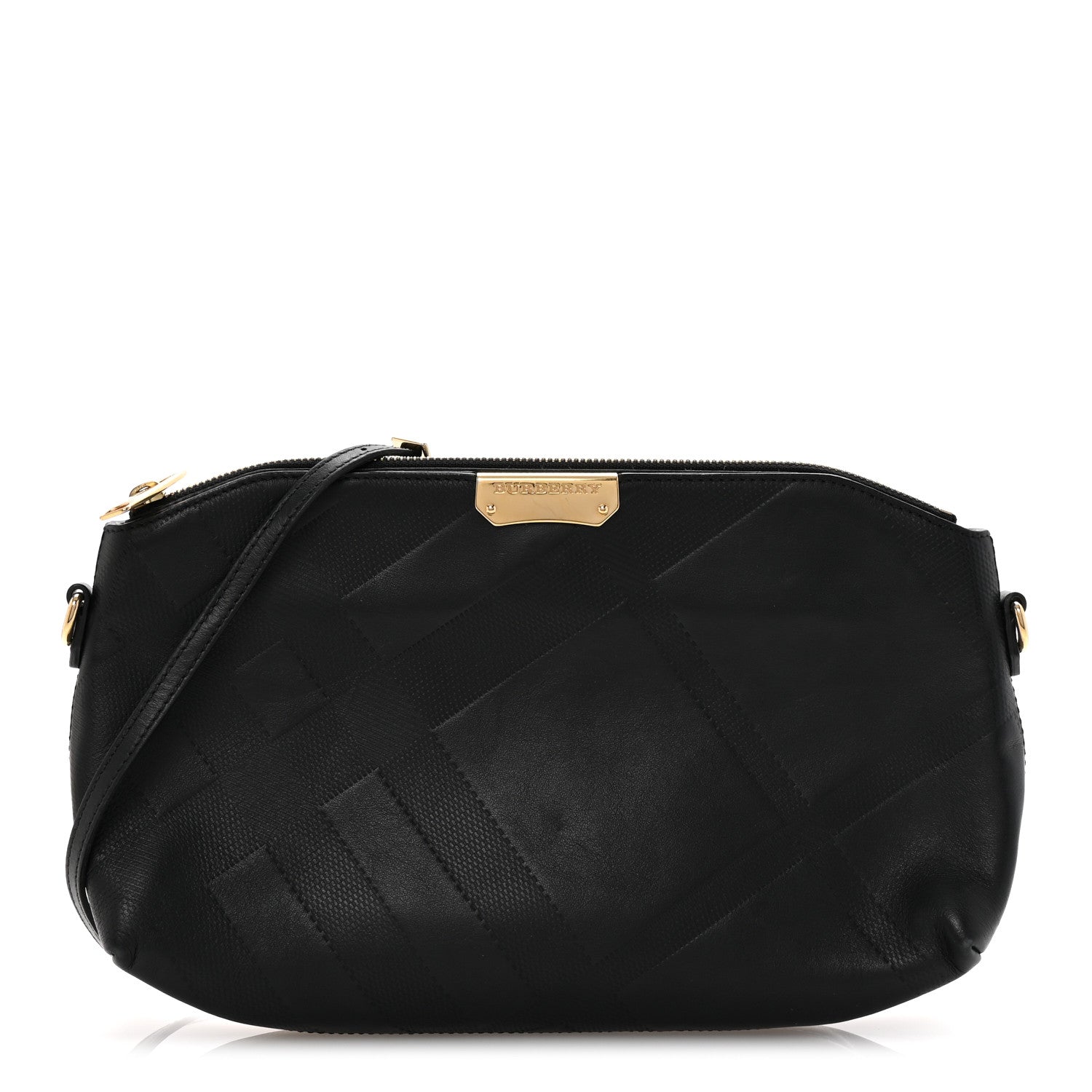 Calfskin Check Embossed Small Chichester Crossbody Clutch Bag Black
