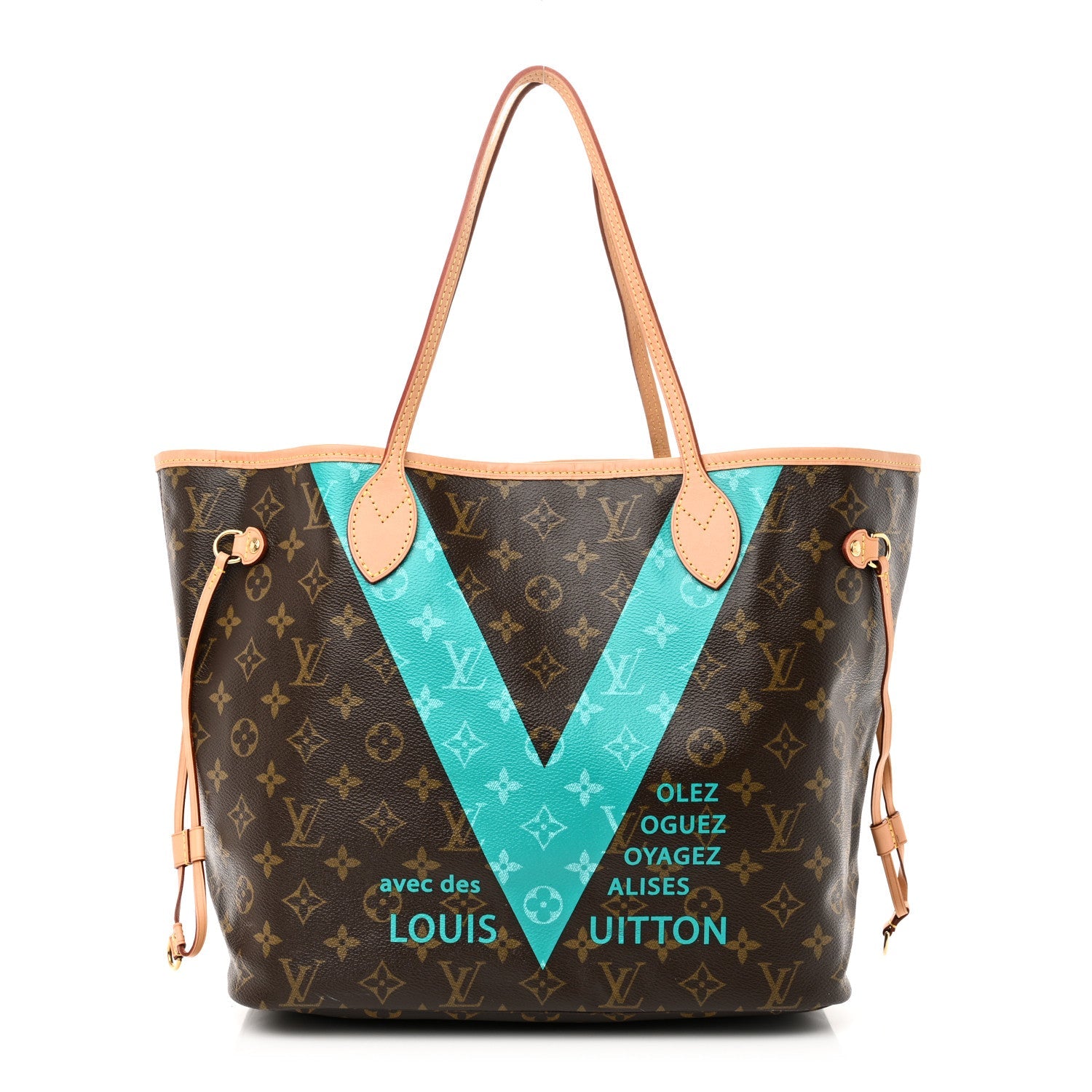 Monogram V Neverfull MM Turquoise