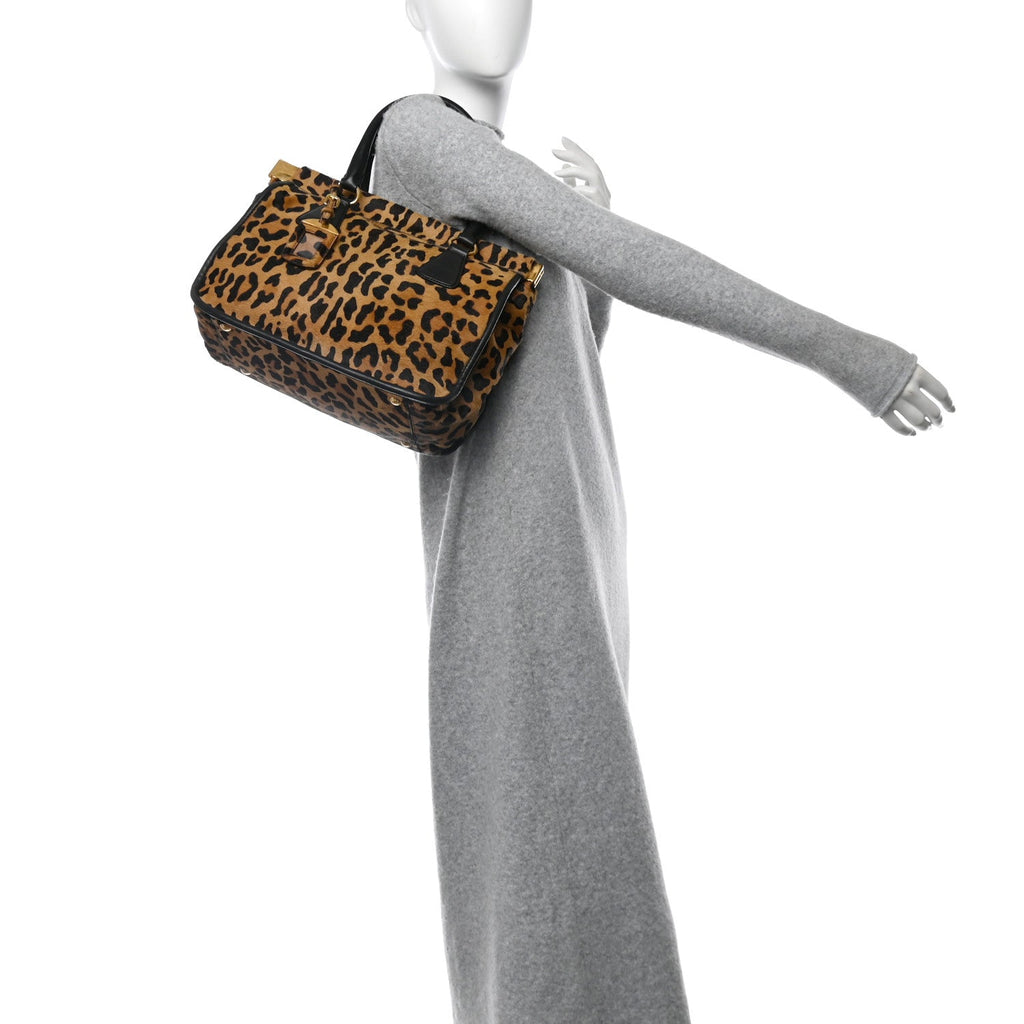 Calf Hair Leopard Print Tote Sabbia Moro