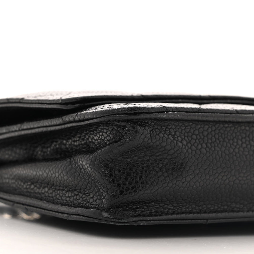 Caviar Quilted Wallet on Chain WOC Black