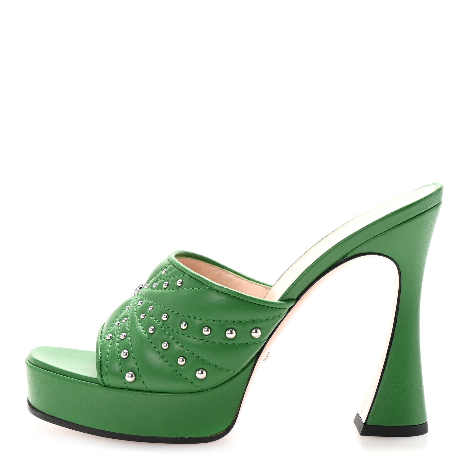 Calfskin Embellished Claire Mules 37.5 Spring Green