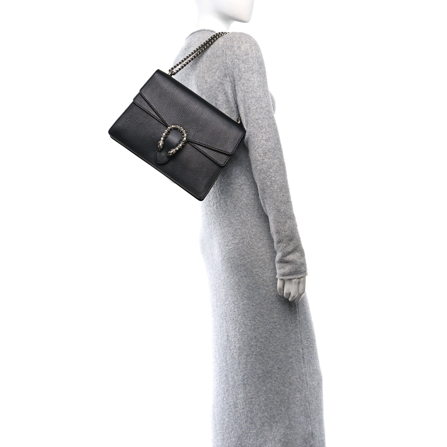 Dollar Calfskin Crystal Medium Dionysus Shoulder Bag Black Black Diamond