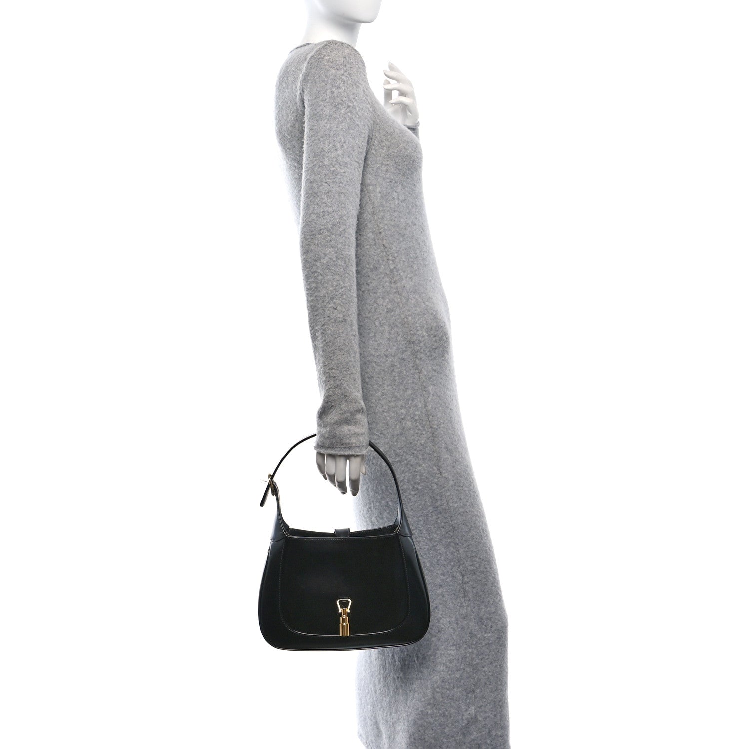 Boarded Dyana Lux Calfskin Small Jackie 1961 Hobo Black