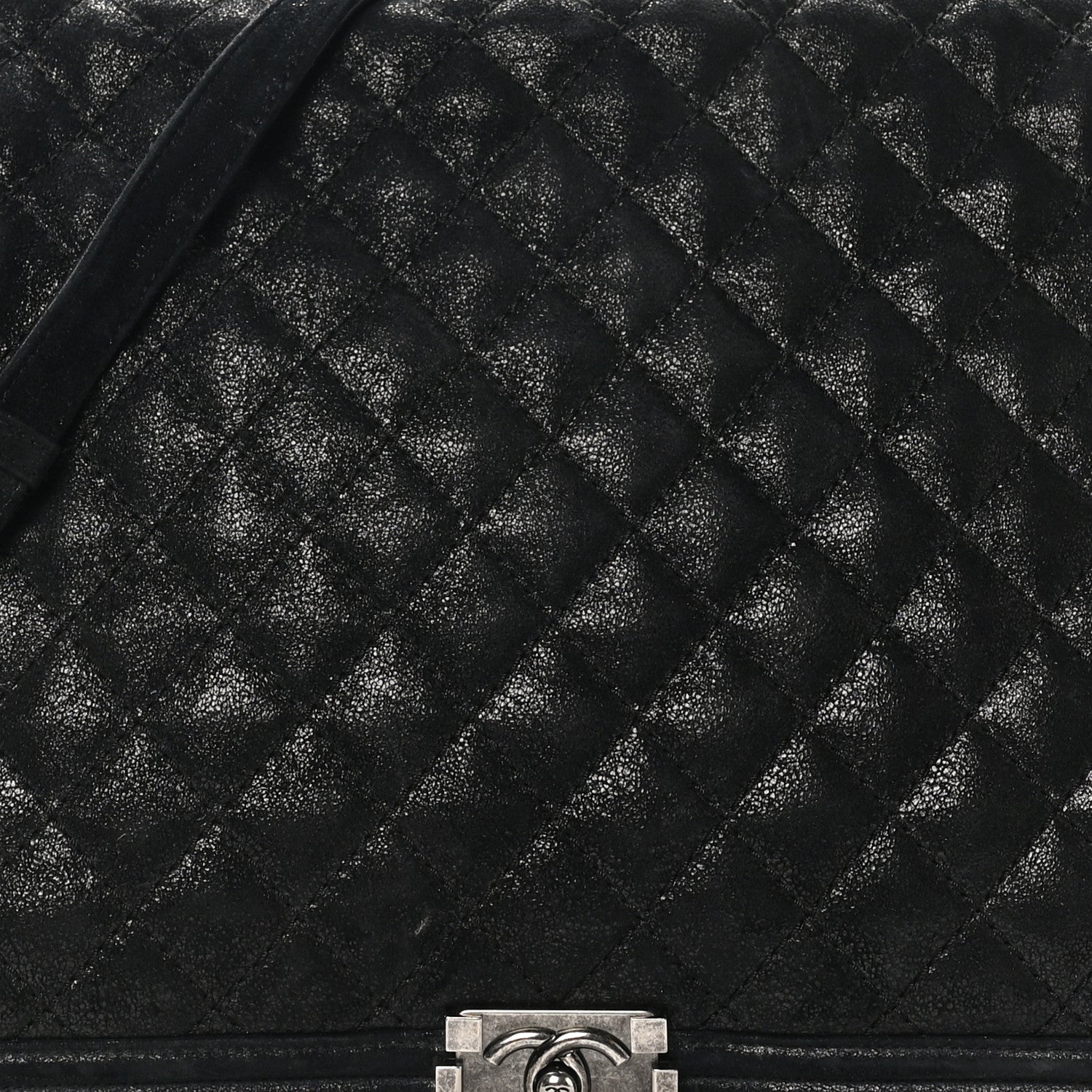 Iridescent Calfskin Quilted XL Gentle Boy Flap Black