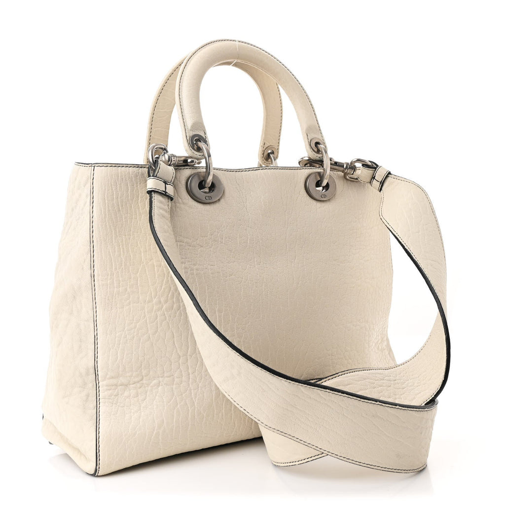Canyon Grained Lambskin Large Lady Dior Off White