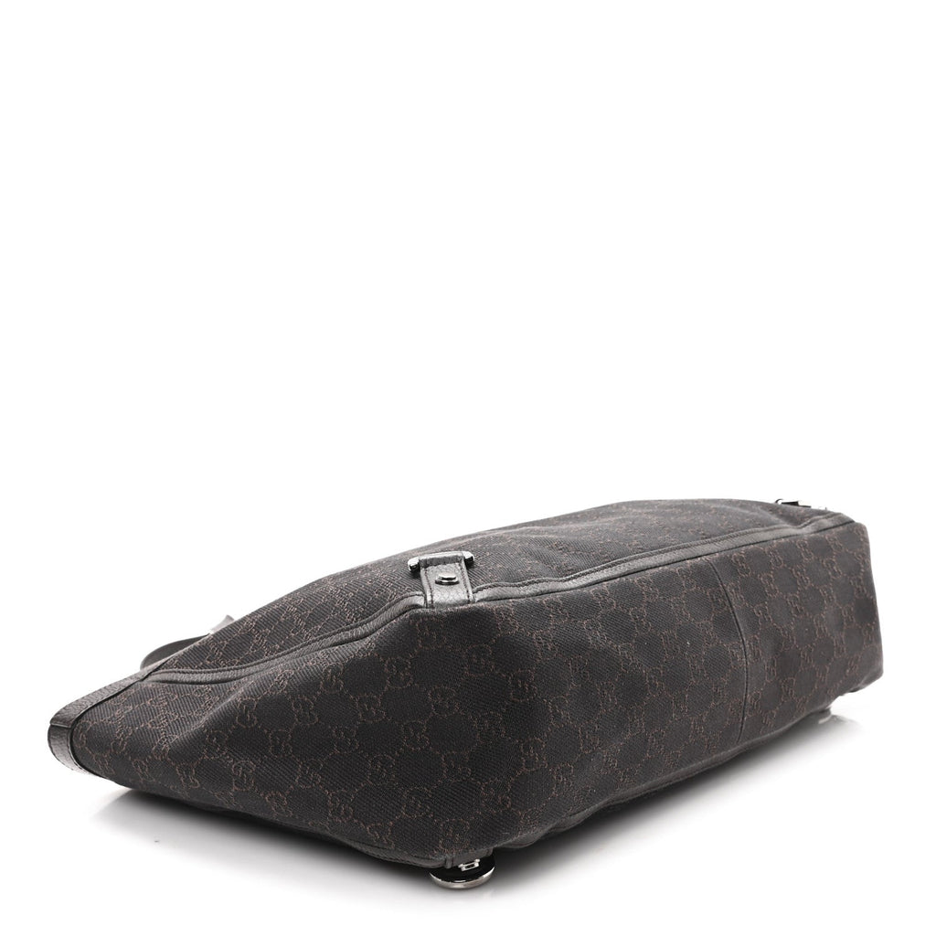 Denim Monogram Large Abbey Tote Dark Brown