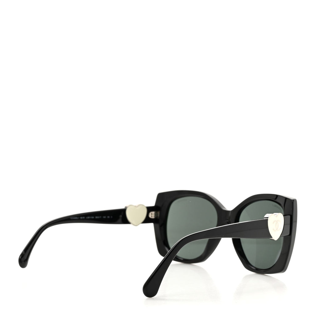 Acetate Square CC Heart Sunglasses 5519 Black