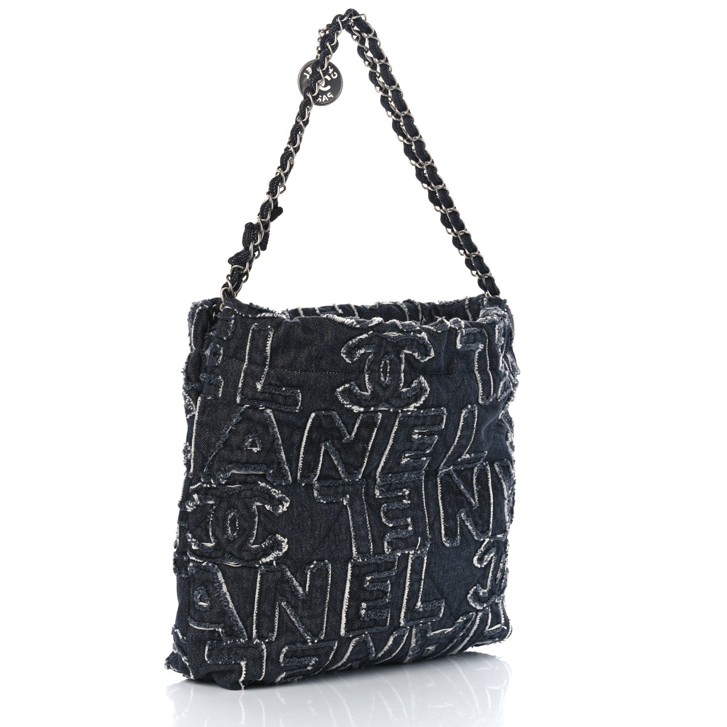 Denim Patchwork Quilted Chanel 22 Black