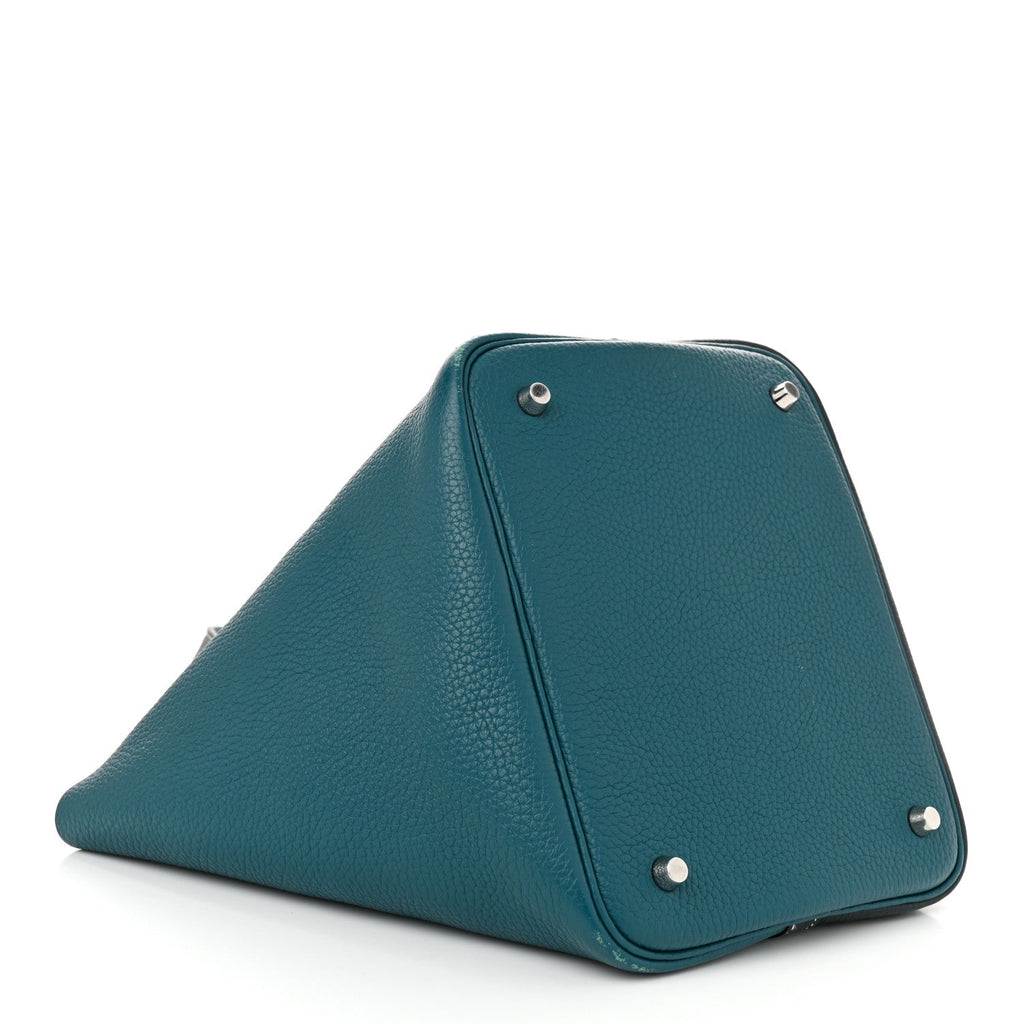 Taurillon Clemence Casaque Picotin Lock 22 MM Vert Bosphore Deep Bleu
