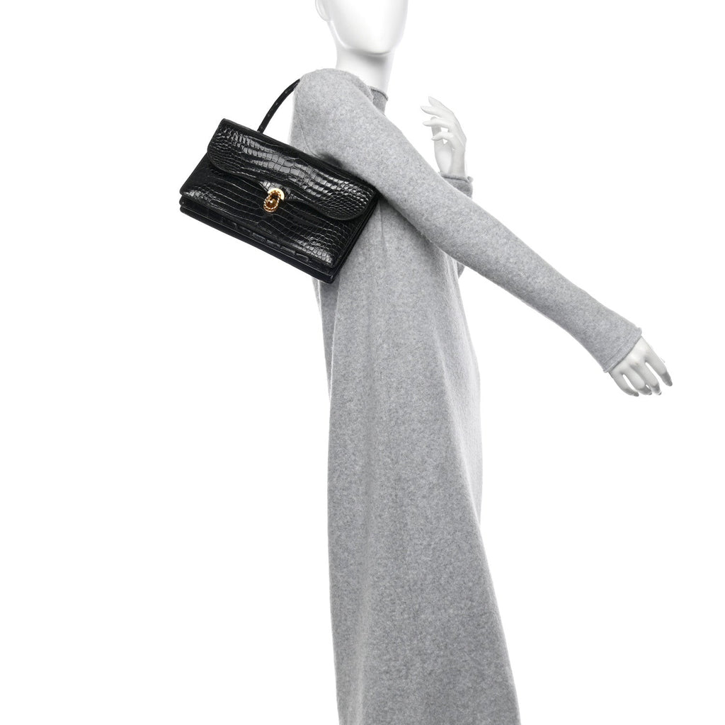 Shiny Crocodile Sac Cordeliere Black