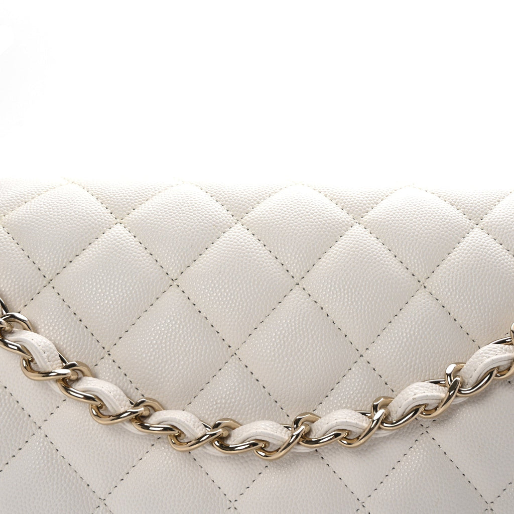 Caviar Quilted Jumbo Double Flap White