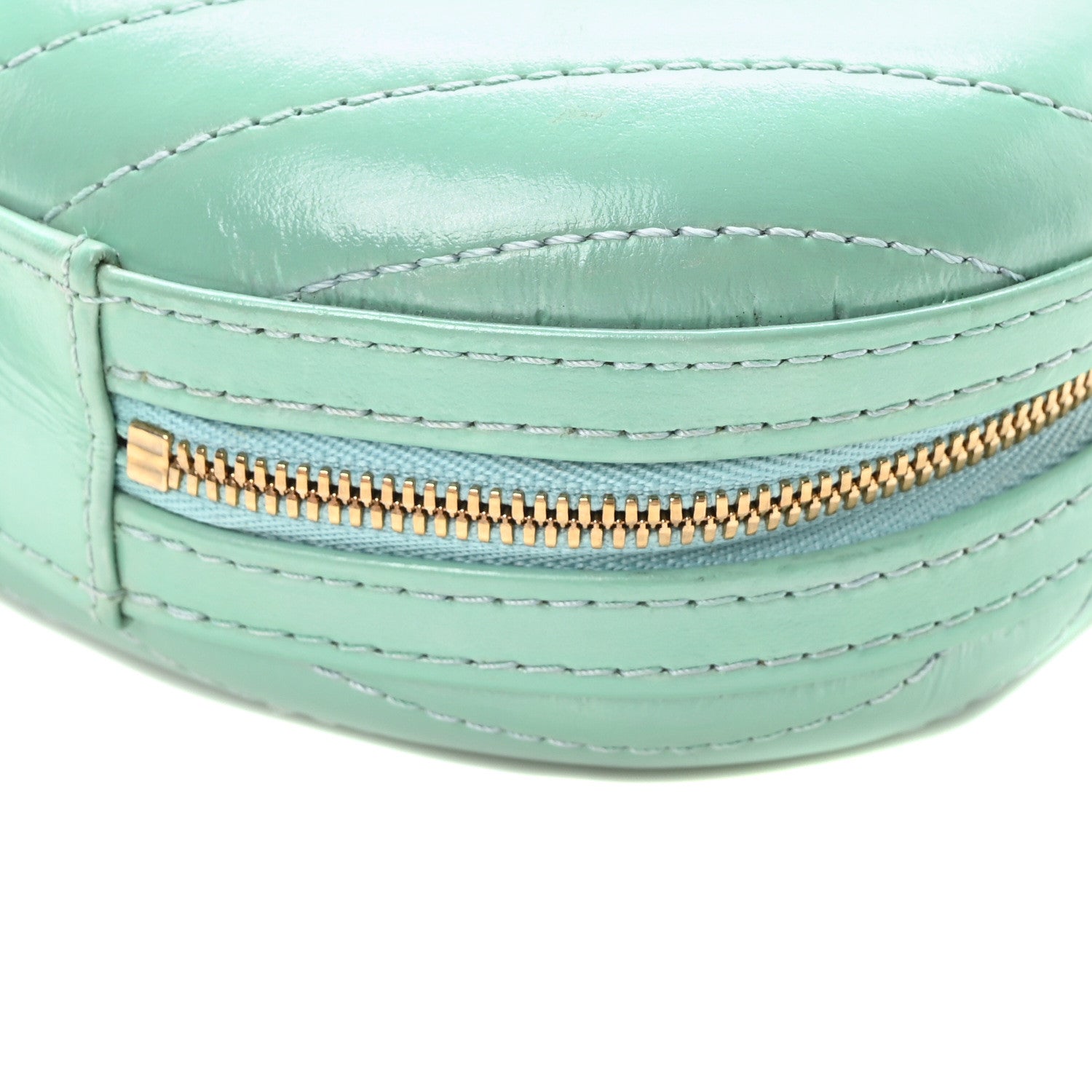 Calfskin Chevron Stitched Evening Bag Blue