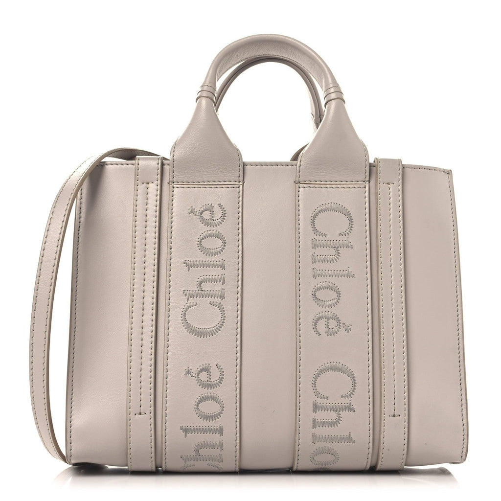 Calfskin Small Woody Ribbon Tote Cement Pink