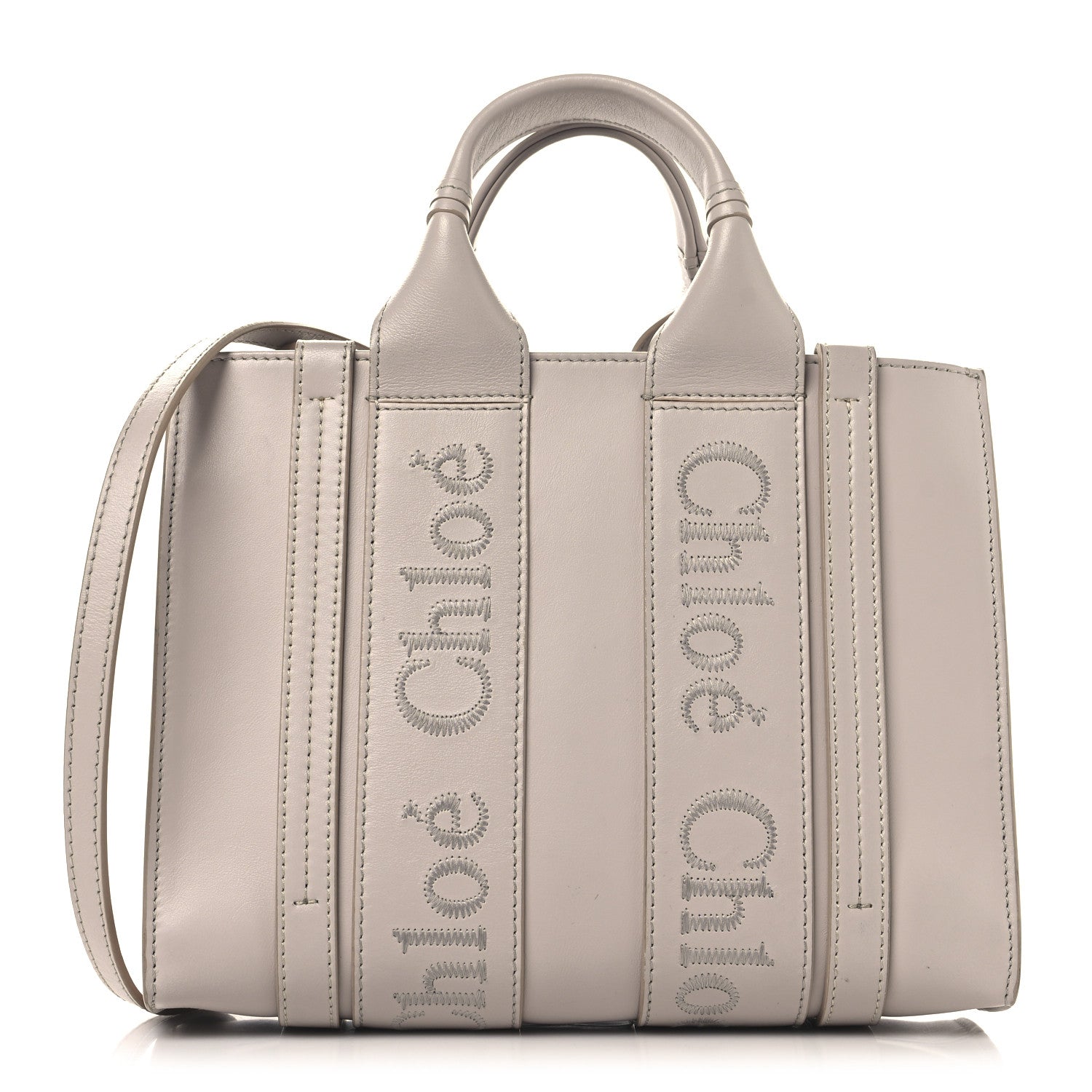 Calfskin Small Woody Ribbon Tote Cement Pink