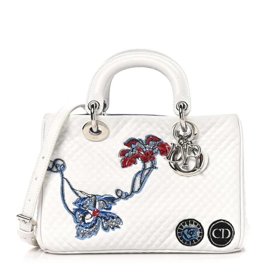Bullcalf Microcannage Sequin Small Diorissimo Tote White