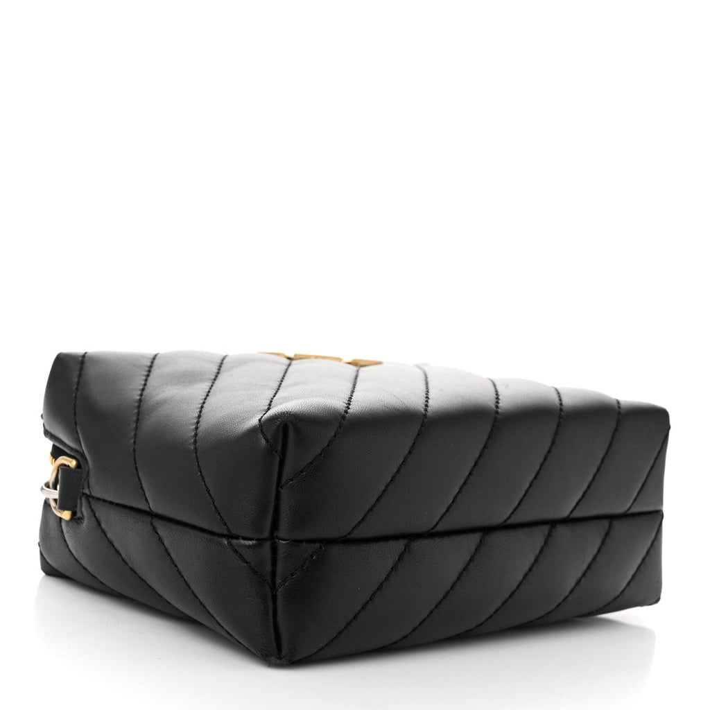 Calfskin Diagonal Quilted Jackhammer Camera Bag Black