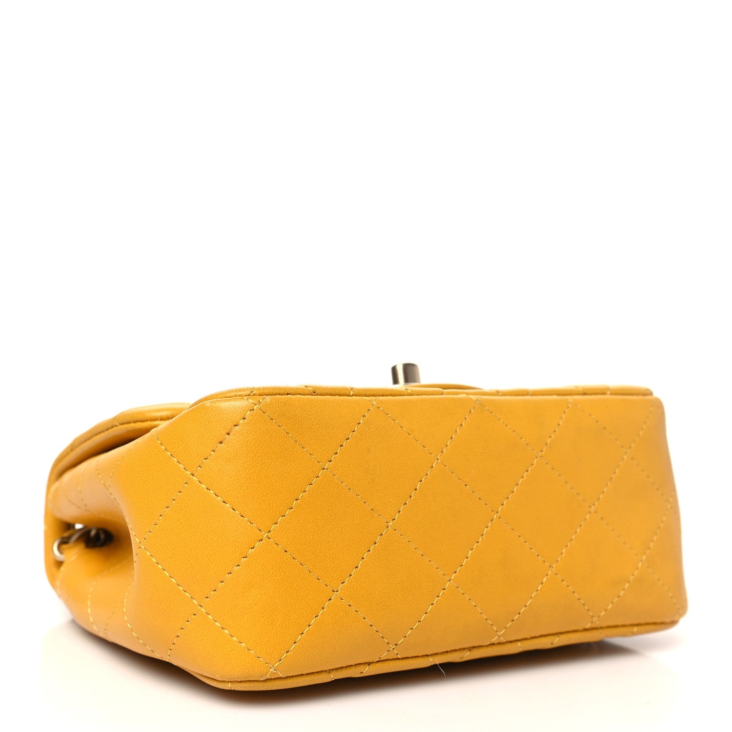 Lambskin Quilted Mini Square Flap Yellow