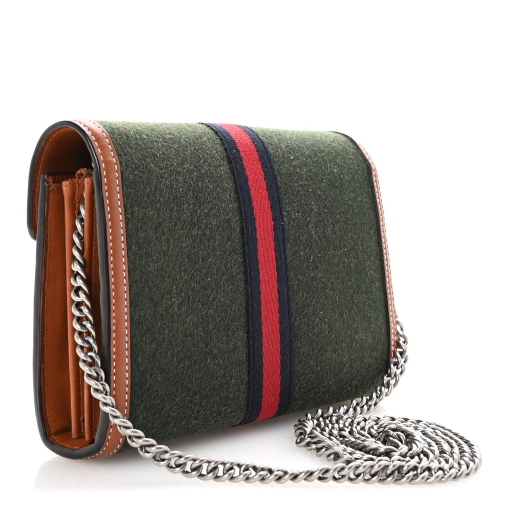 Loden Fabric Cuoio Harness Web Mini Dionysus Chain Wallet Underwood Harness Brown
