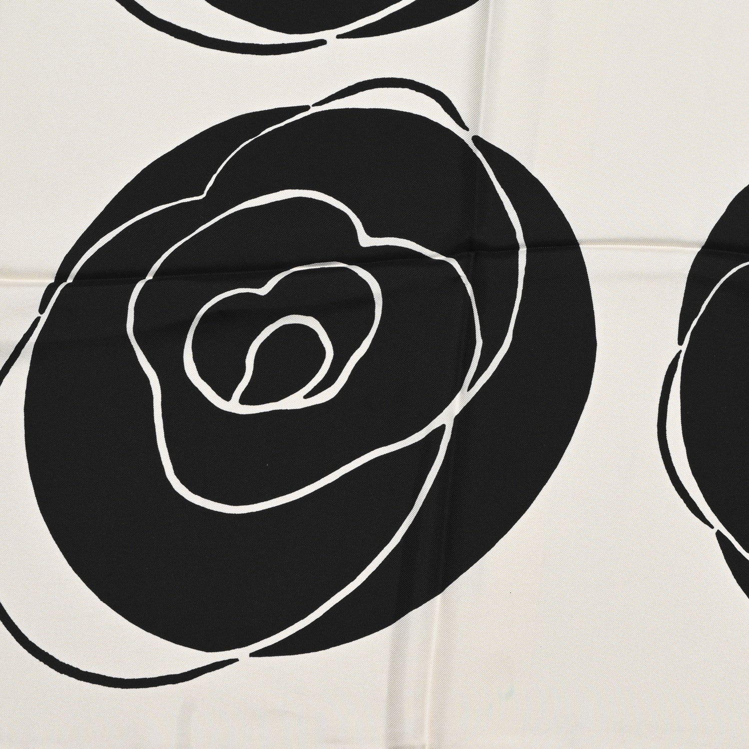 Silk CC Camellia Scarf Black White