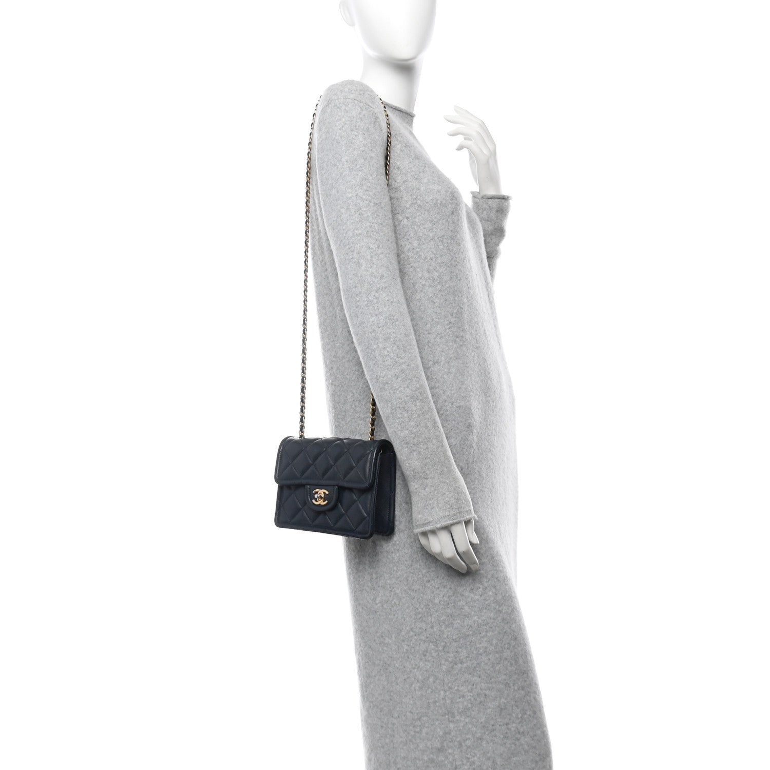 Caviar Quilted Mini Sweet Classic Flap Navy Blue