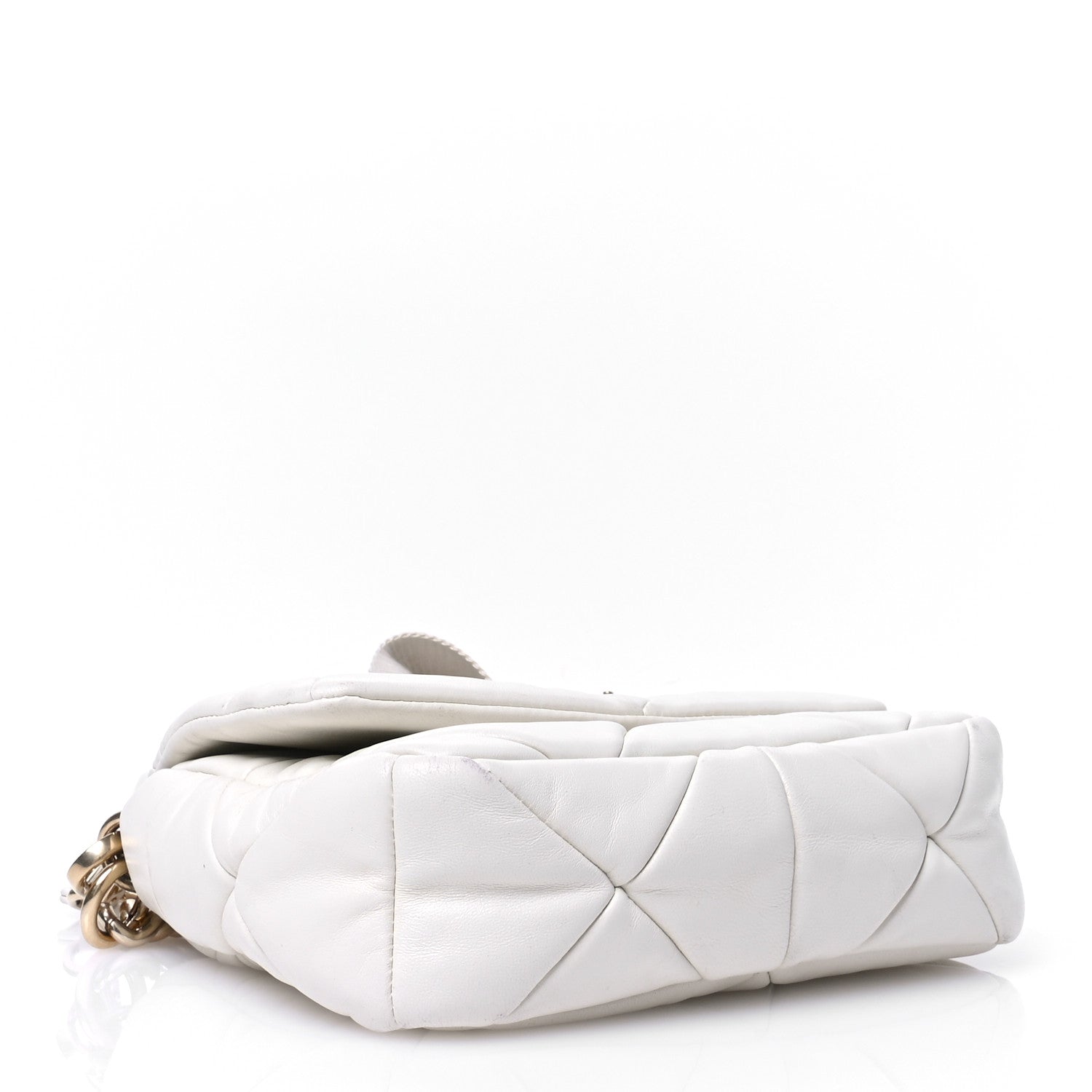 Nappa Re-Nylon Triangle Quilted Patchwork System Flap Shoulder Bag White