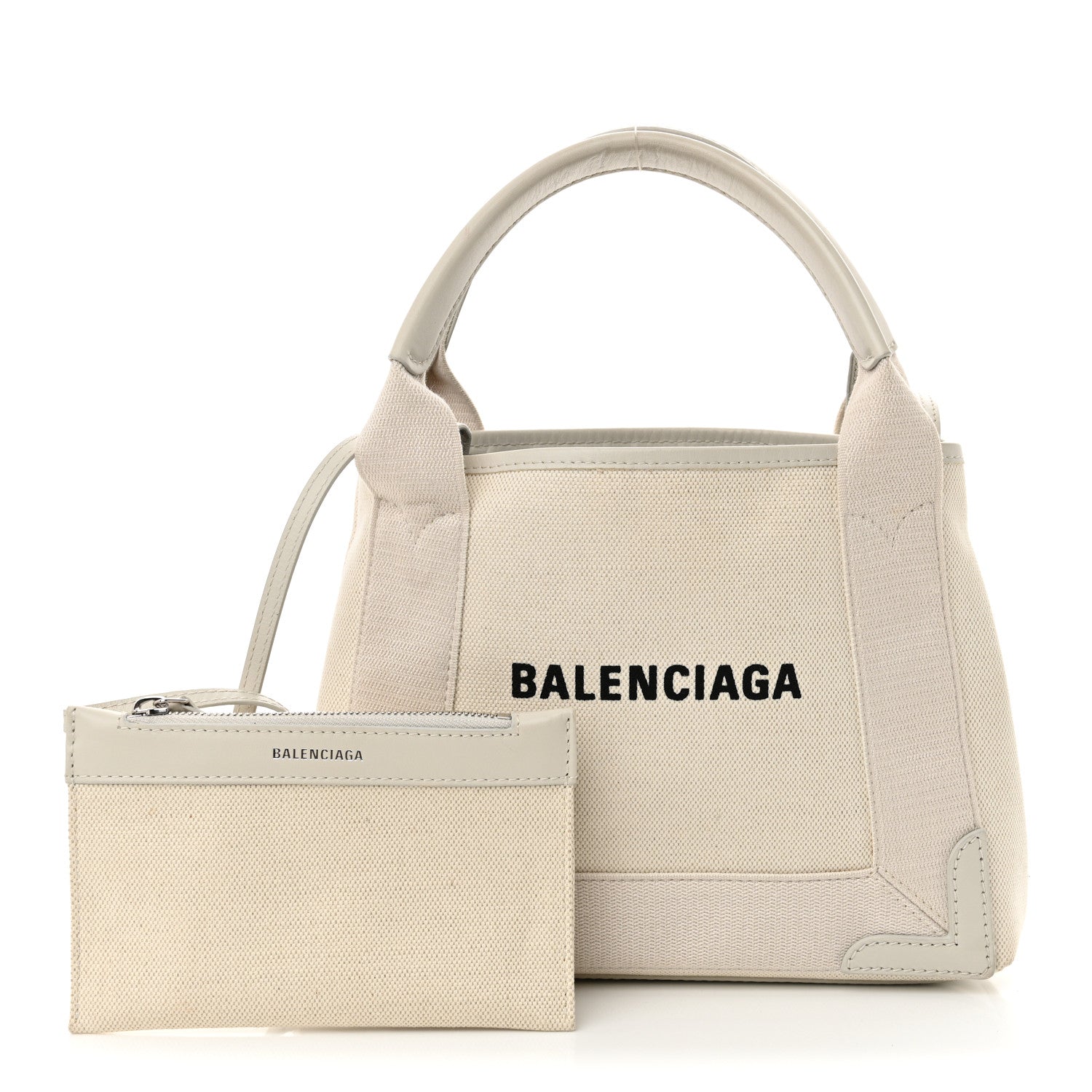 Cotton Canvas Calfskin Navy Cabas XS Natural
