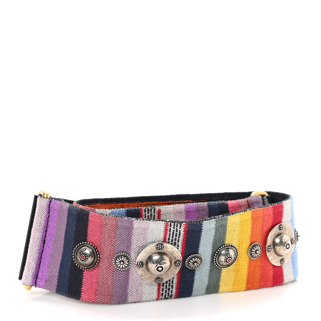 Canvas Embroidered Studded Rainbow Shoulder Strap