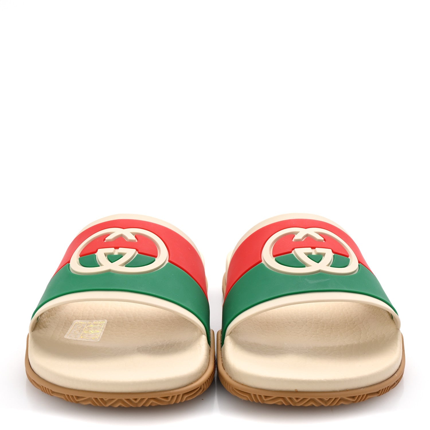 Rubber Web Womens Interlocking G Slide Sandals 37 Mystic White Green Red