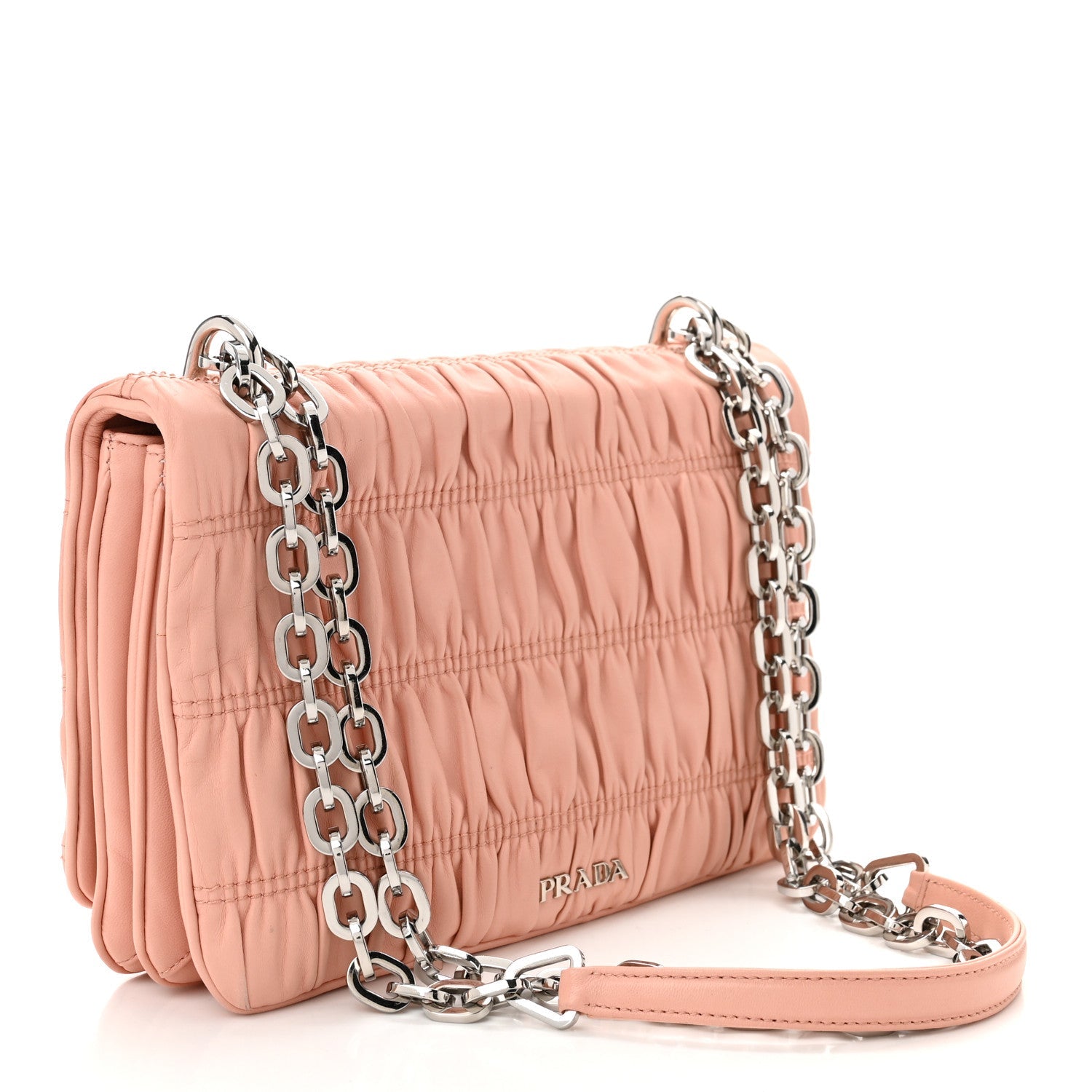 Nappa Gaufre Chain Shoulder Bag Pesca