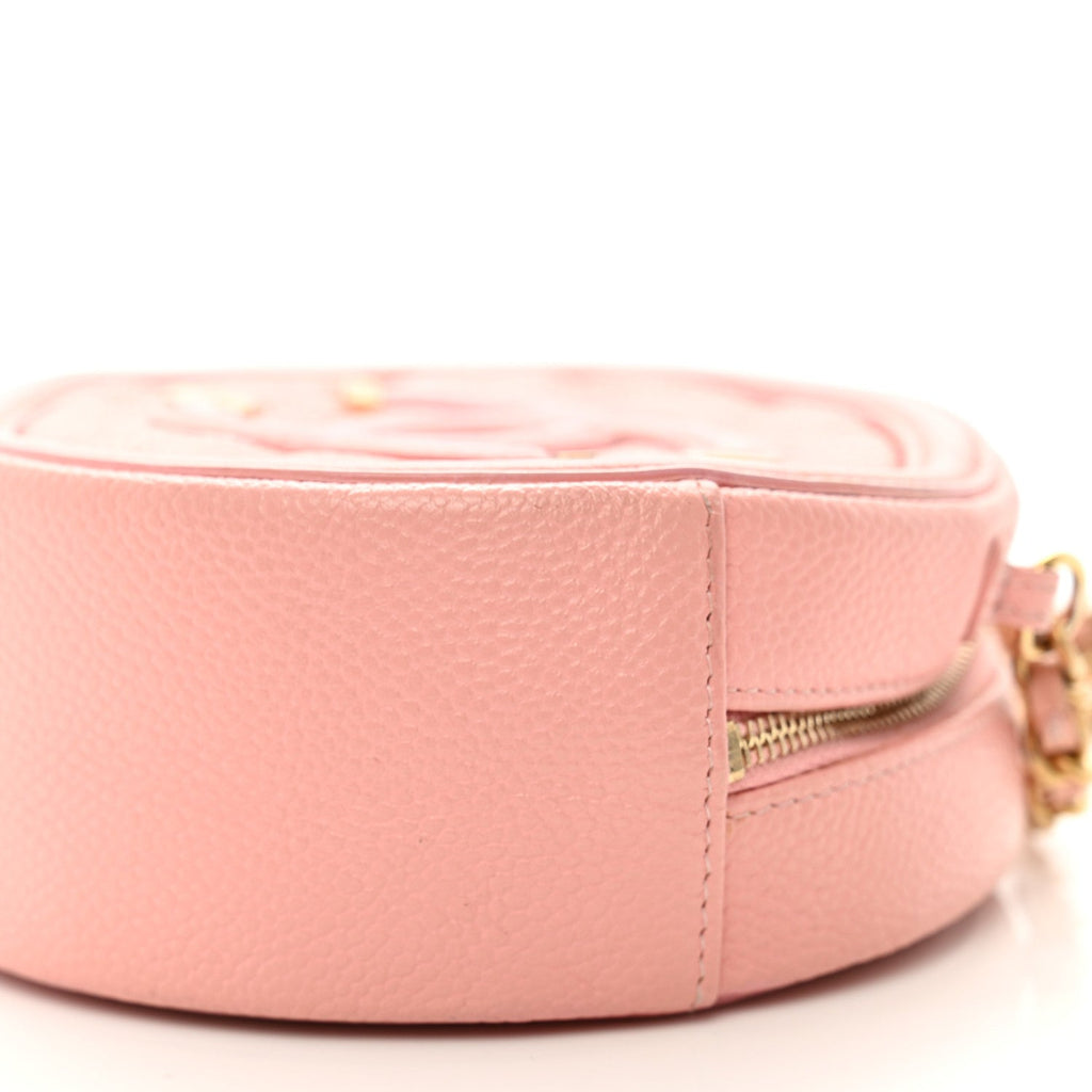 Caviar Quilted Round Filigree Crossbody Pink