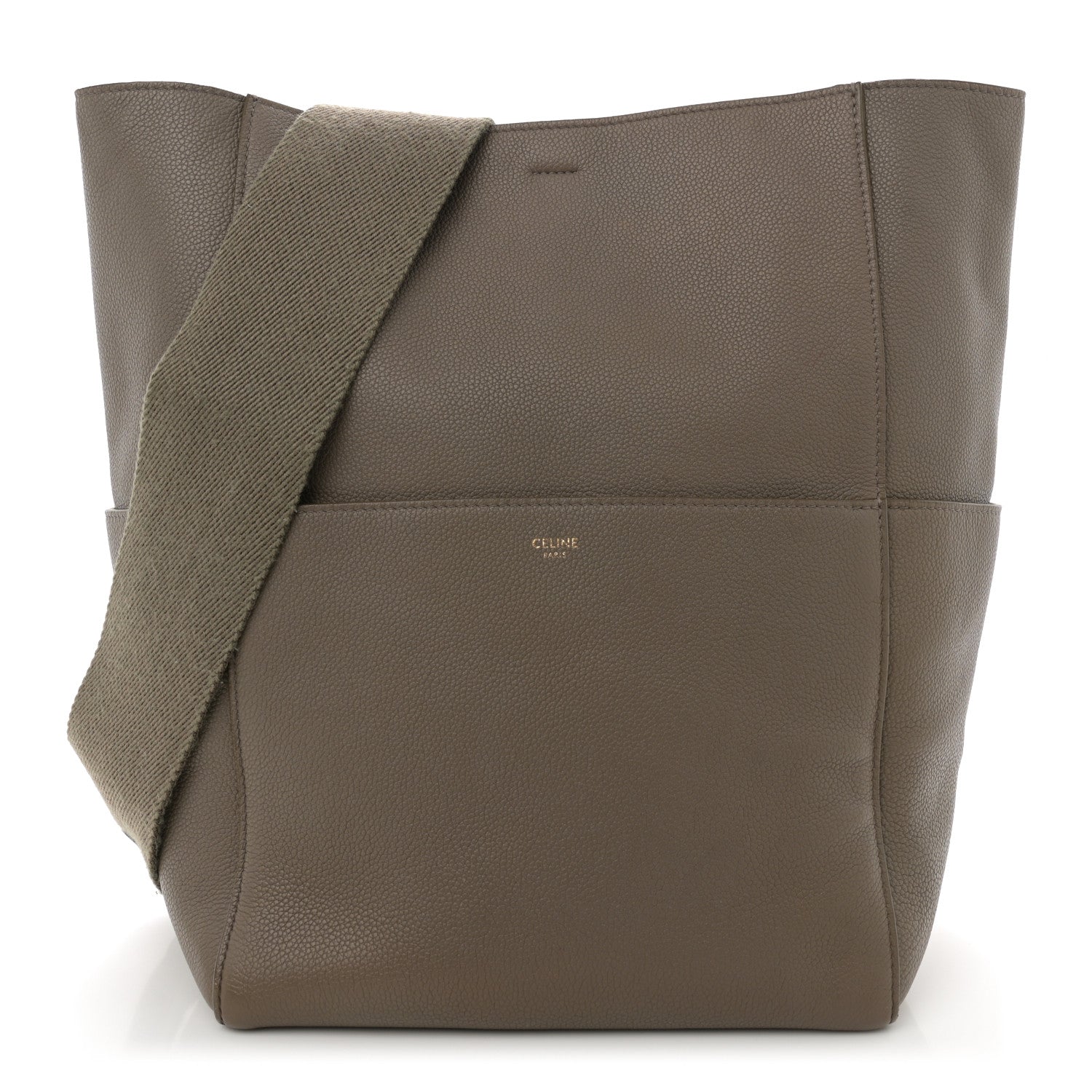 Soft Grained Calfskin Sangle Bucket Bag Taupe