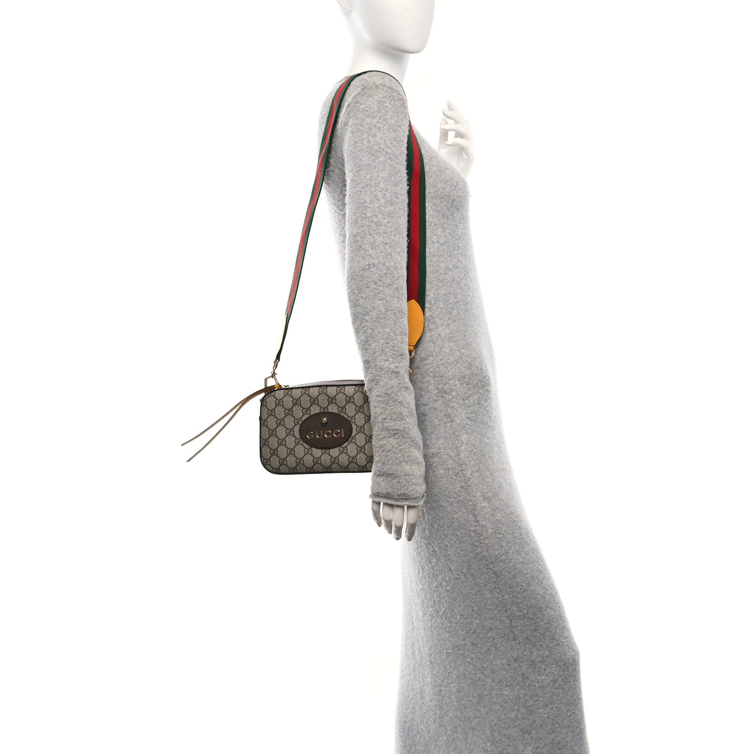 GG Supreme Monogram Web Neo Vintage Shoulder Bag Beige New Acero Crop