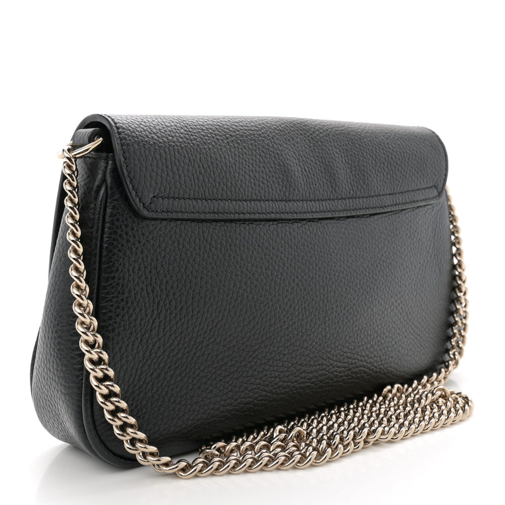 Pebbled Calfskin Medium Soho Flap Crossbody Black