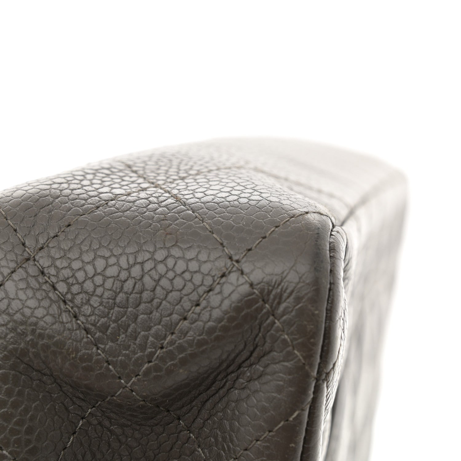 Caviar Quilted Medium Double Flap Dark Grey