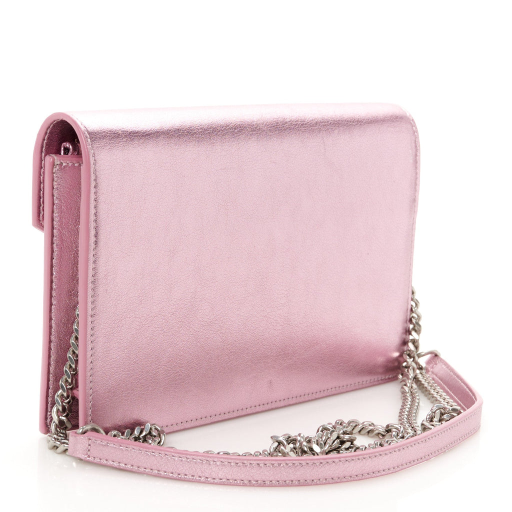 Metallic Calfskin Monogram Envelope Chain Wallet New Azalea