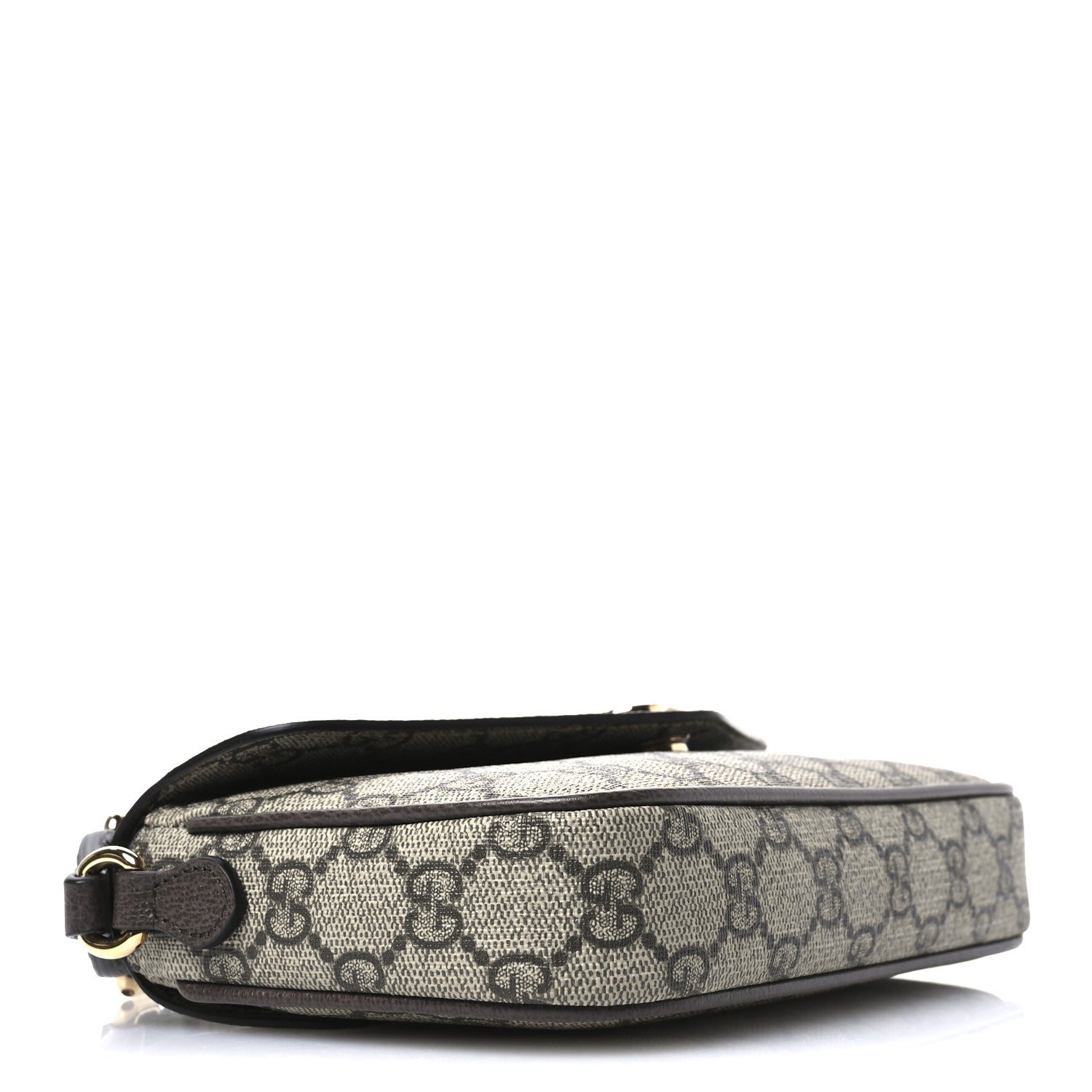 GG Supreme Monogram Textured Dollar Calfskin Web Mini Ophidia Envelope Shoulder Bag Beige Ebony New Acero