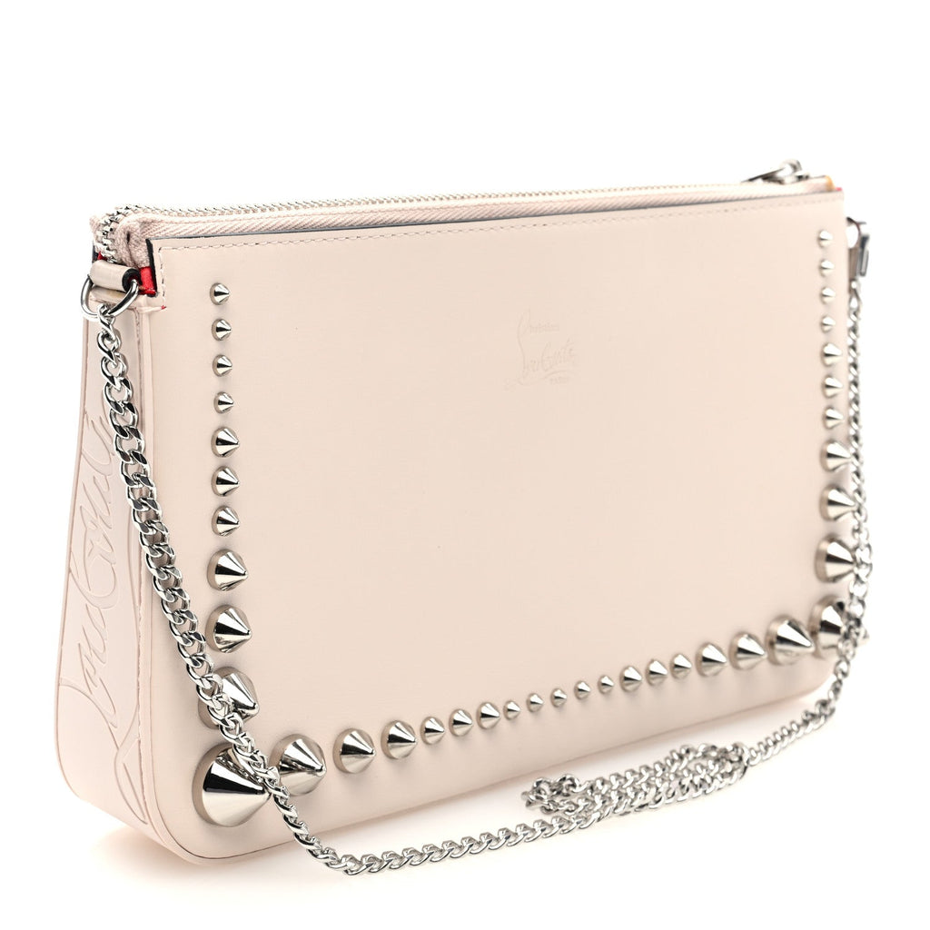 Calfskin Paris Spiked Loubila Chain Clutch Leche