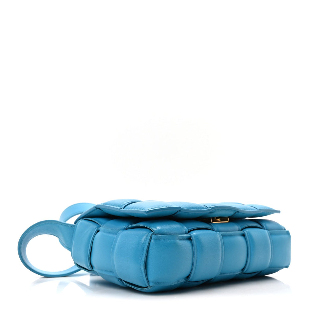 Nappa Maxi Intreccio Small Padded Cassette Crossbody Bag Pool