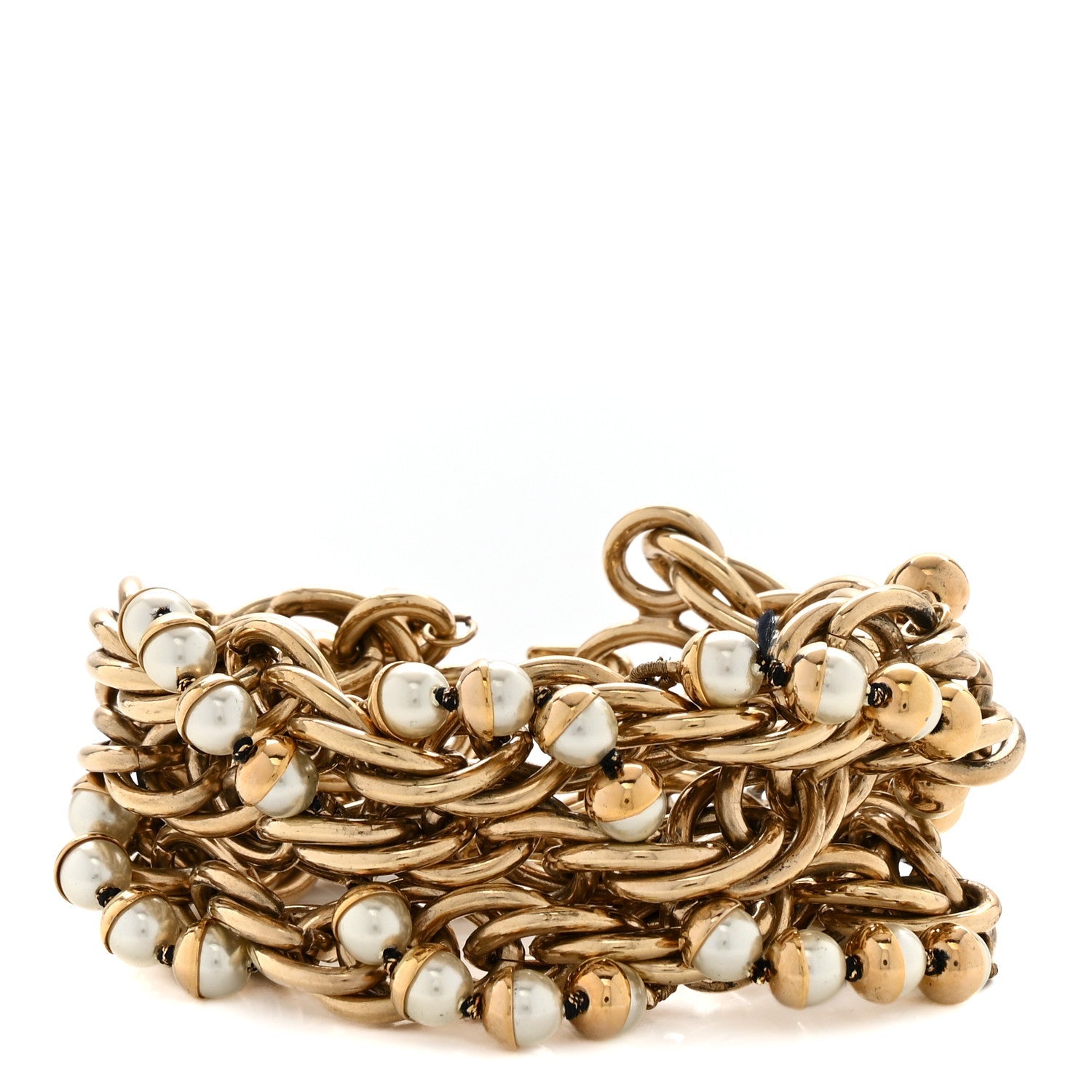 Metal Pearl Multi Strand Bracelet