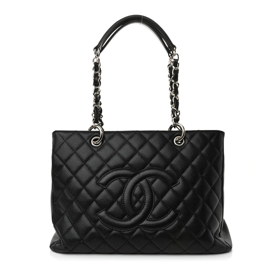 Caviar Quilted Grand Shopping Tote GST Black
